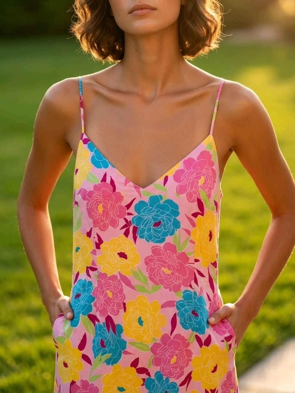 Positive Attitude Pastel  Floral Slip Mini Dress  Size 14  Shift Dress